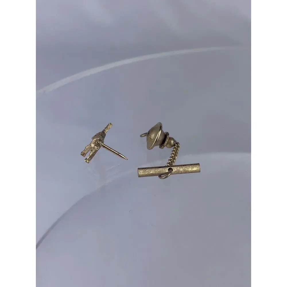 Hunting Sport Dog Gold Tone Tie Tack Pin Retriever Pointer Setter Vintage